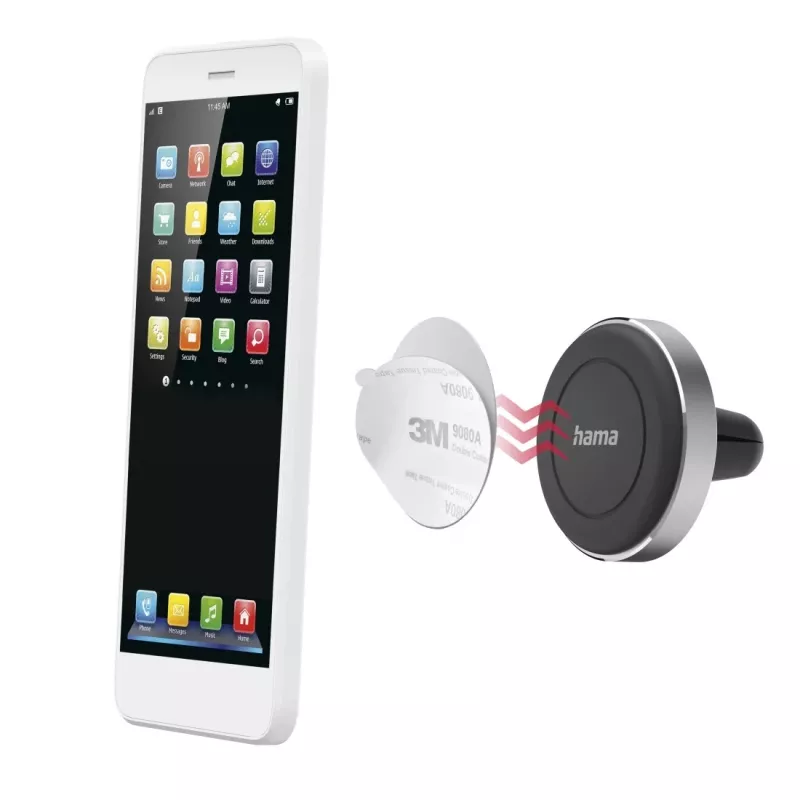 Hama Suporte passivo magnético para telemóvel/smartphone Preto, Prateado