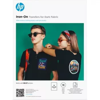 Papel de transferência para ferro de engomar para tecidos escuros A4 (210 x 297 mm) 10 folhas — HP