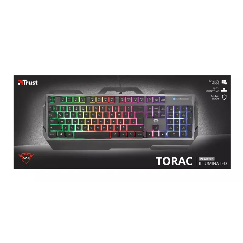 Teclado gaming Trust GXT 856 Torac USB QWERTZ alemão preto RGB LED