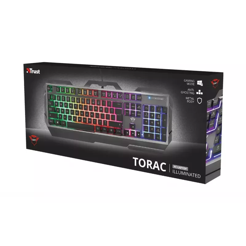 Teclado gaming Trust GXT 856 Torac USB QWERTZ alemão preto RGB LED