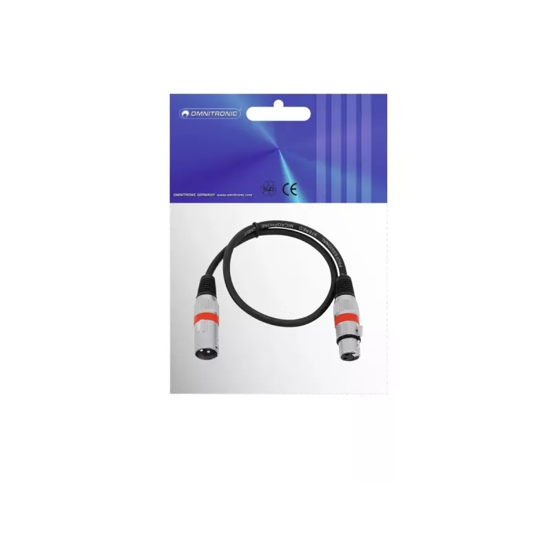 Cabo de áudio Omnitronic 30220401 0,5 m XLR de 3 pinos preto