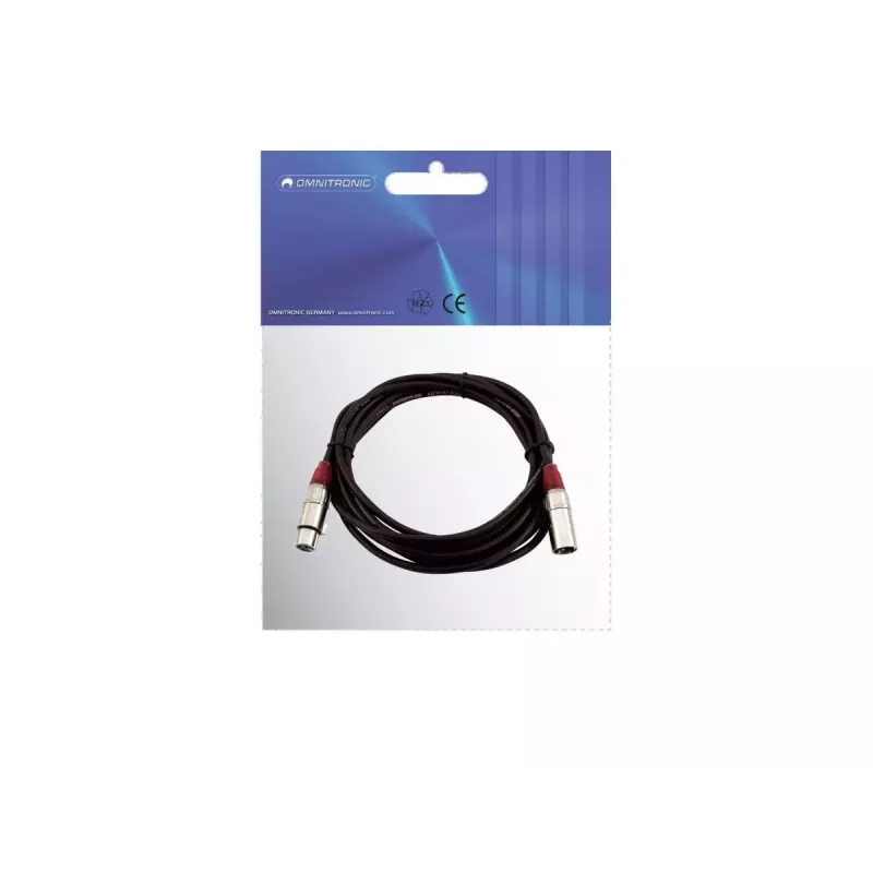 Cabo de áudio XLR 3 pinos Omnitronic 3022050R 5 m preto