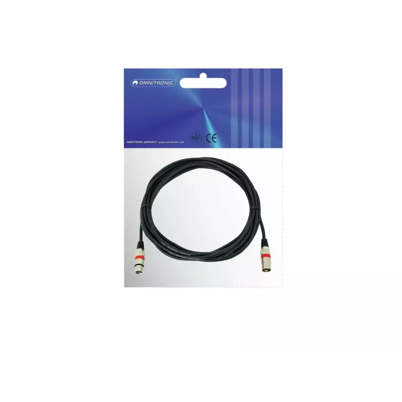 Cabo de áudio XLR 3 pinos Omnitronic 3022052R 7,5 m preto