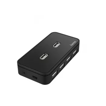 Hub USB HAMA 00200123 — Hub USB 2.0 de 7 portas, 480 Mbit/s, preto, cabo de 1,1 m