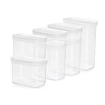 EMSA N1142900 Recipiente de armazenamento de alimentos Retangular Conjunto 8,3 L Transparente, Branco 7 unid.