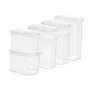 EMSA Optima N1142900 conjunto de recipientes para alimentos secos, 7 unidades, sem BPA, plástico, vedação de frescura, transparente/branco