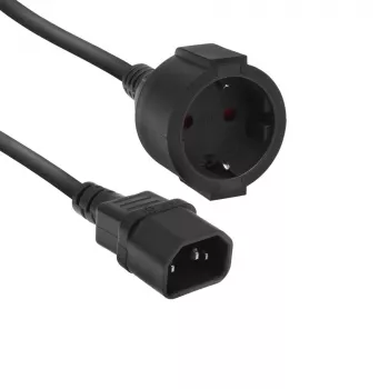 Cabo de alimentação ACT C14 CEE 7/3 preto 0,2 m 250 V 5 A