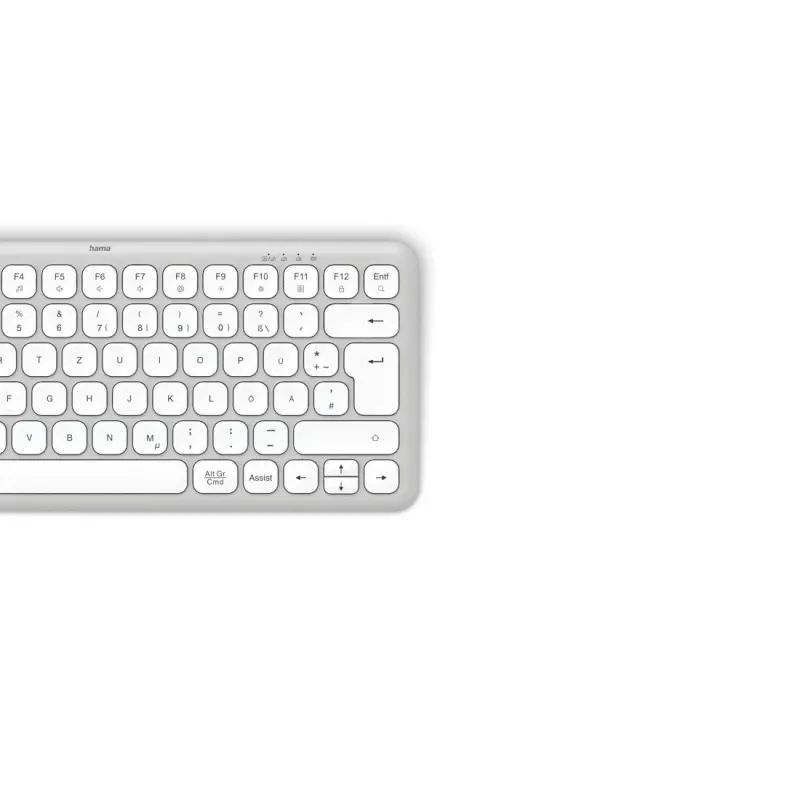 Hama WK-500 teclado multidispositivo, compacto, sem fios RF + Bluetooth, QWERTZ alemão, branco