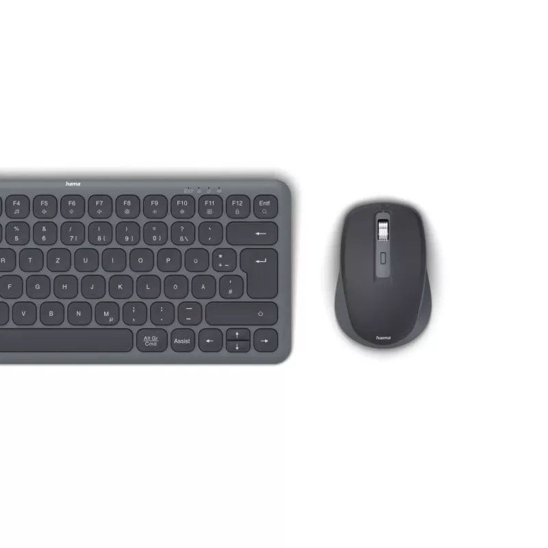 Hama WKM-500 Multi-Device conjunto de teclado e rato sem fios, compacto, QWERTZ alemão, preto