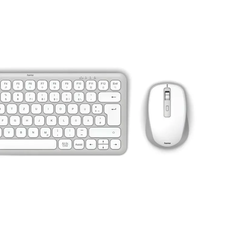 Hama WKM-500 Teclado e rato com Home USB + RF Wireless + Bluetooth QWERTZ Alemão cinzento, branco