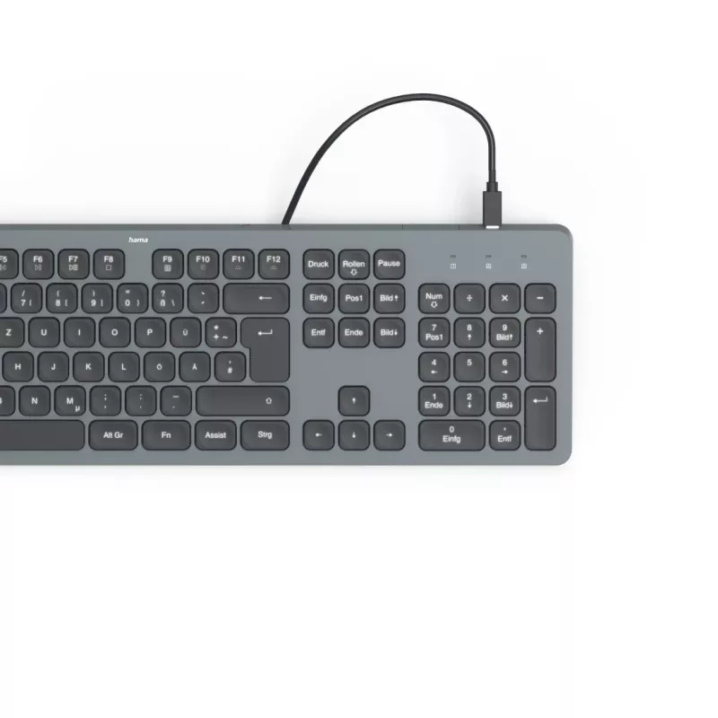 Hama CK-400 Teclado Home/Office USB QWERTZ Alemão preto, cinzento-escuro