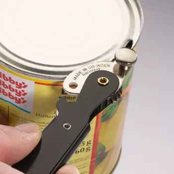 Abre-latas mecânico Westmark Columbus preto aço escovado largura 28 mm profundidade 162 mm altura 28 mm