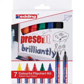 Marcador permanente Edding conjunto para flipchart colorido sortido 7 unidades