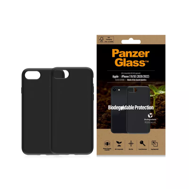 Capa PanzerGlass Biodegradable capa iPhone 6 6s SE 2020 2022 7 8 preto
