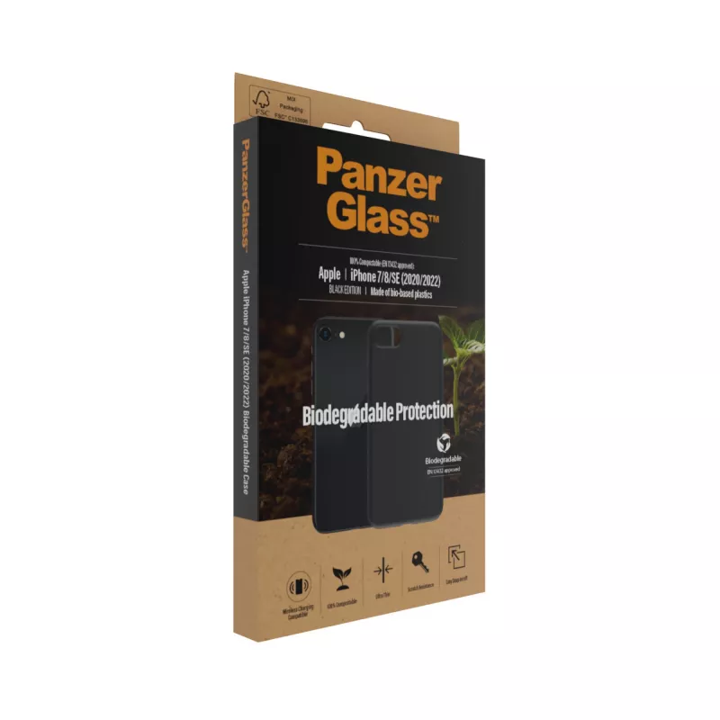 Capa PanzerGlass Biodegradable capa iPhone 6 6s SE 2020 2022 7 8 preto