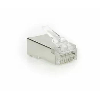 ACT CAT6A pass-through conector modular RJ45 blindado contactos dourados prateado transparente