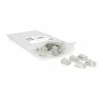 ACT CAT6A pass-through conector modular RJ45 blindado contactos dourados prateado transparente