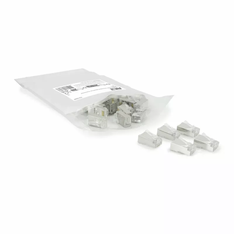 ACT CAT6A pass-through conector modular RJ45 blindado contactos dourados prateado transparente