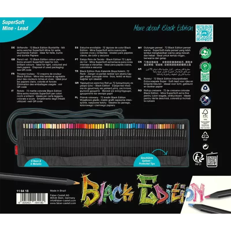 Lápis de cor Faber-Castell 116418 72 unid. multicolor criança