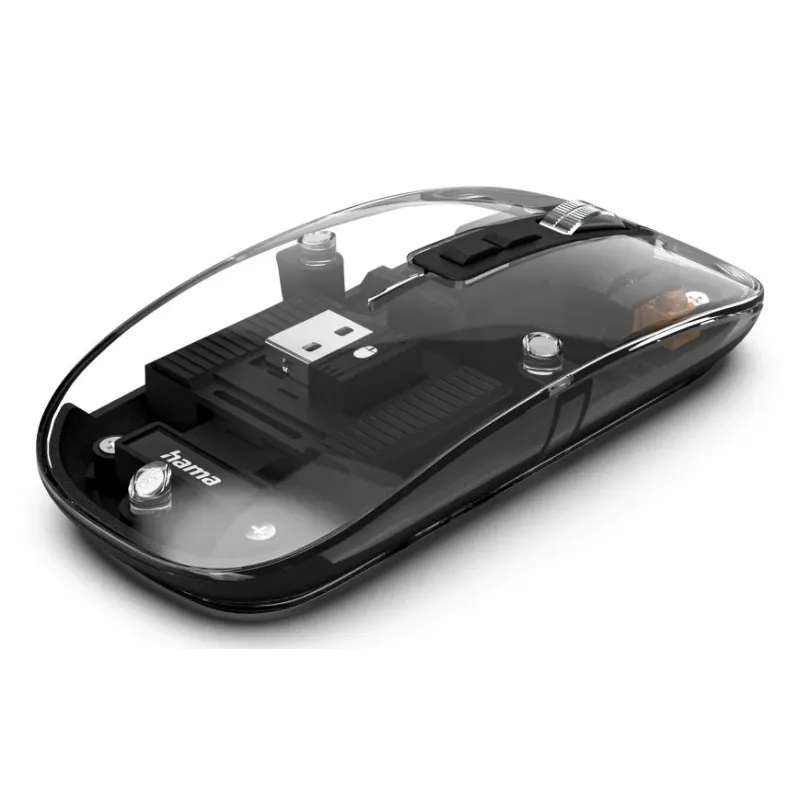 Hama WM-600 Multi-Device rato, sem fios RF + Bluetooth, plano, 6 botões, transparente