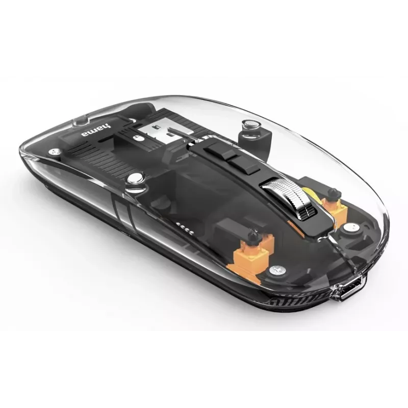 Hama WM-600 Multi-Device rato, sem fios RF + Bluetooth, plano, 6 botões, transparente