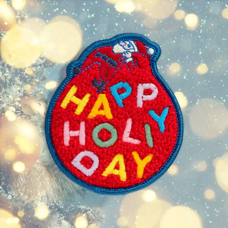 Pin LAUT MAGMOJI BADGE – Happy Holiday Edition, tecido, têxtil, vermelho, 1 unid.