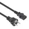 Cabo de alimentação Manhattan, ficha Euro 2 pinos (CEE 7/4 Schuko) para conector fêmea C13 (ligação de aparelhos frios), 1m, 10A, preto, garantia vitalícia
