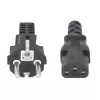 Cabo de alimentação Manhattan, ficha Euro 2 pinos (CEE 7/4 Schuko) para conector fêmea C13 (ligação de aparelhos frios), 1m, 10A, preto, garantia vitalícia