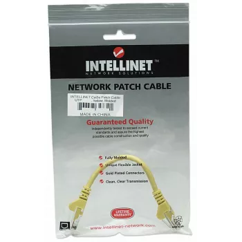 Cabo de rede patch Intellinet, Cat5e, 0,5 m, Amarelo, CCA, U/UTP, PVC, RJ45, contactos banhados a ouro, proteção anti-dobragem, proteção de bainha, garantia vitalícia