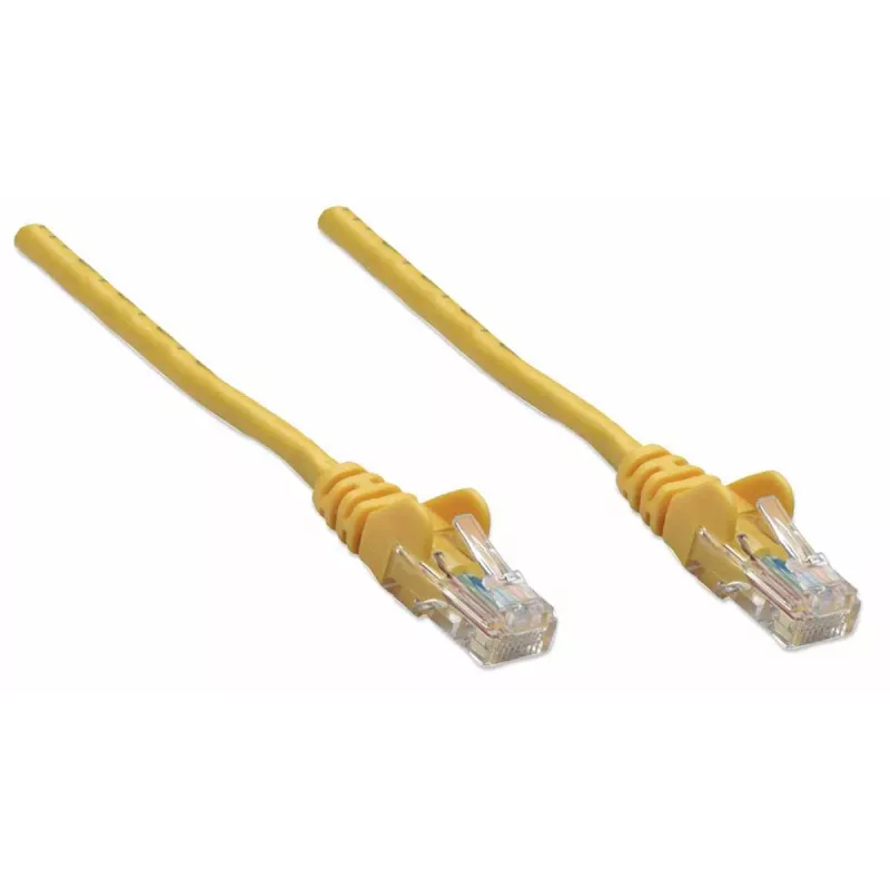 Intellinet 325165 cabo de rede patch, Cat5e, U/UTP, RJ45 (M) para RJ45 (M), 0,45 m, Snagless, com protetor, amarelo