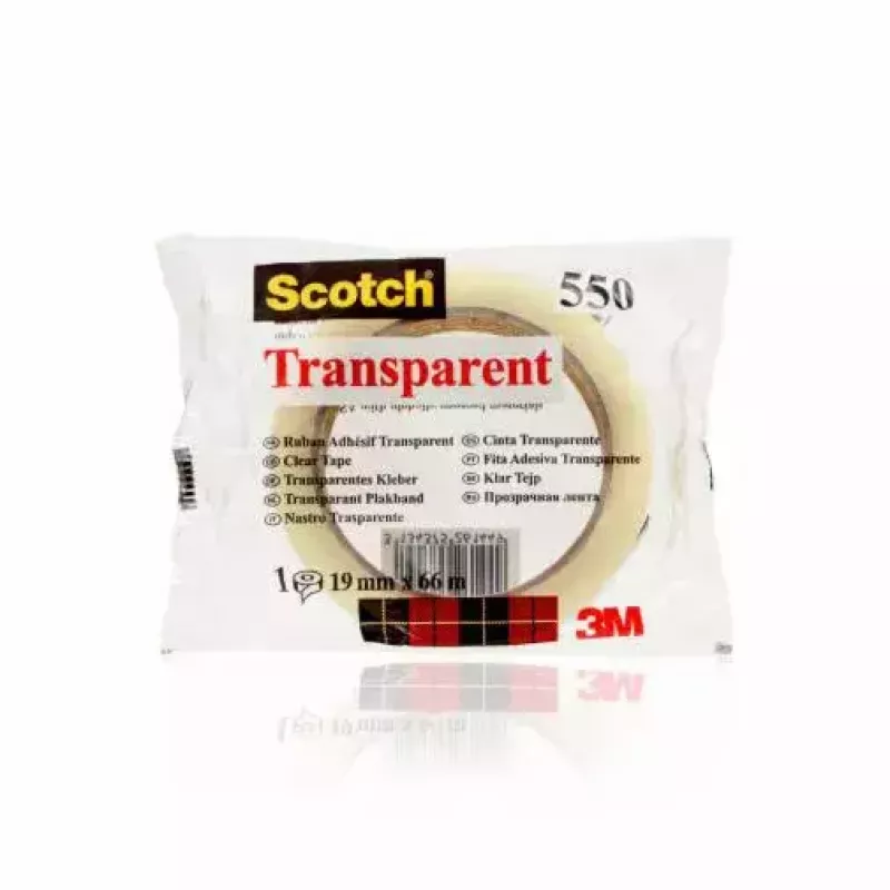 3M Scotch 550 fita adesiva 5501966FL, 19 mm x 66 m, transparente