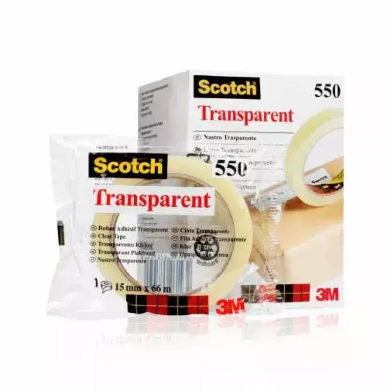 3M Scotch 550 fita adesiva 5501966FL, 19 mm x 66 m, transparente