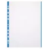 ELBA 971619-04 bolsa para documentos, DIN A4, PP, 0,09 mm, margem colorida, aberta em cima, perfuração europeia, transparente/azul