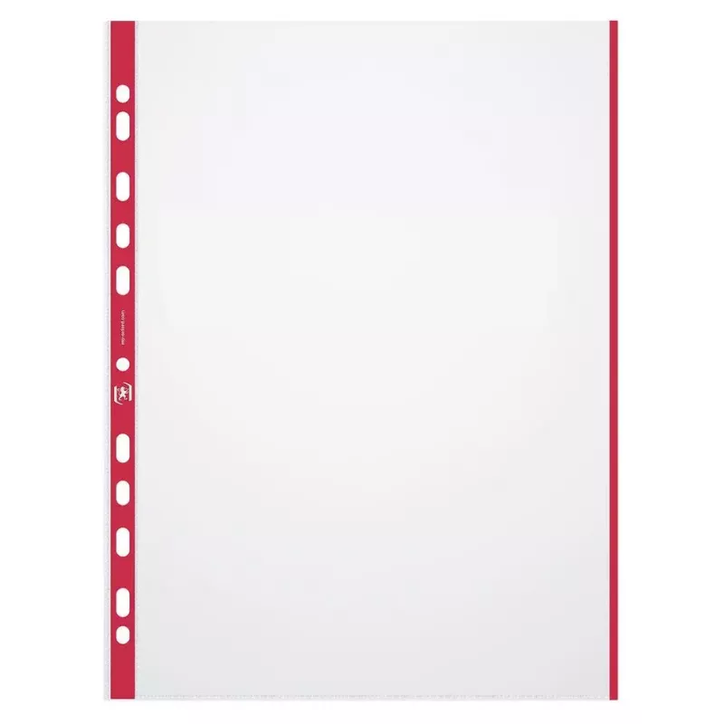 ELBA 971619-13 bolsa para documentos, A4, PP, 0,09 mm, margem colorida vermelha, transparente, aberta em cima, perfuração europeia