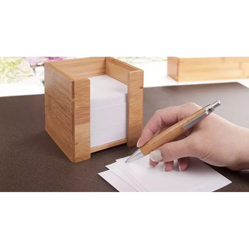 WEDO 61 707 caixa de notas de bambu com 900 folhas, 90 x 90 mm