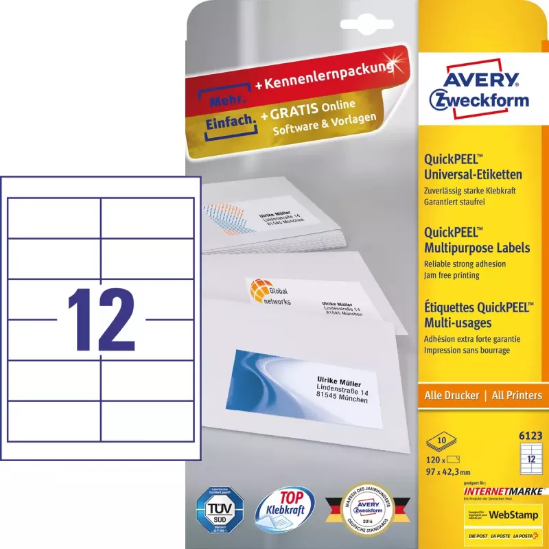 Etiquetas Avery 6123 branco
