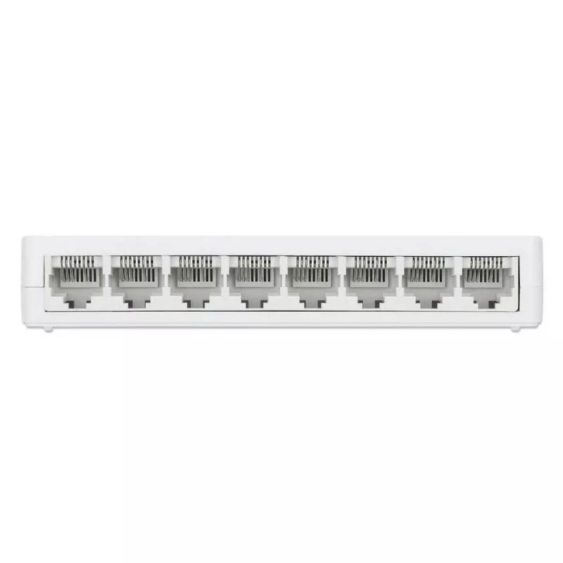 Switch Fast Ethernet Manhattan de 8 portas, plástico, três anos de garantia, caixa