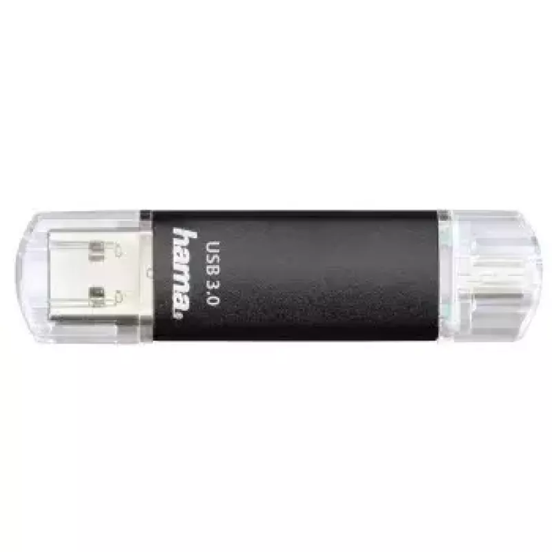 Pen drive Hama Laeta Twin USB, USB 3.0, 128 GB, 40 MB/s, preta