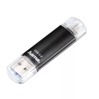 Pen drive Hama Laeta Twin USB, USB 3.0, 128 GB, 40 MB/s, preta