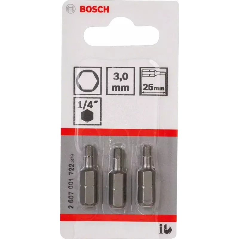 Bit de aparafusar Bosch 2607001722 extra duro Hex 3 mm 25 mm 3 unid.