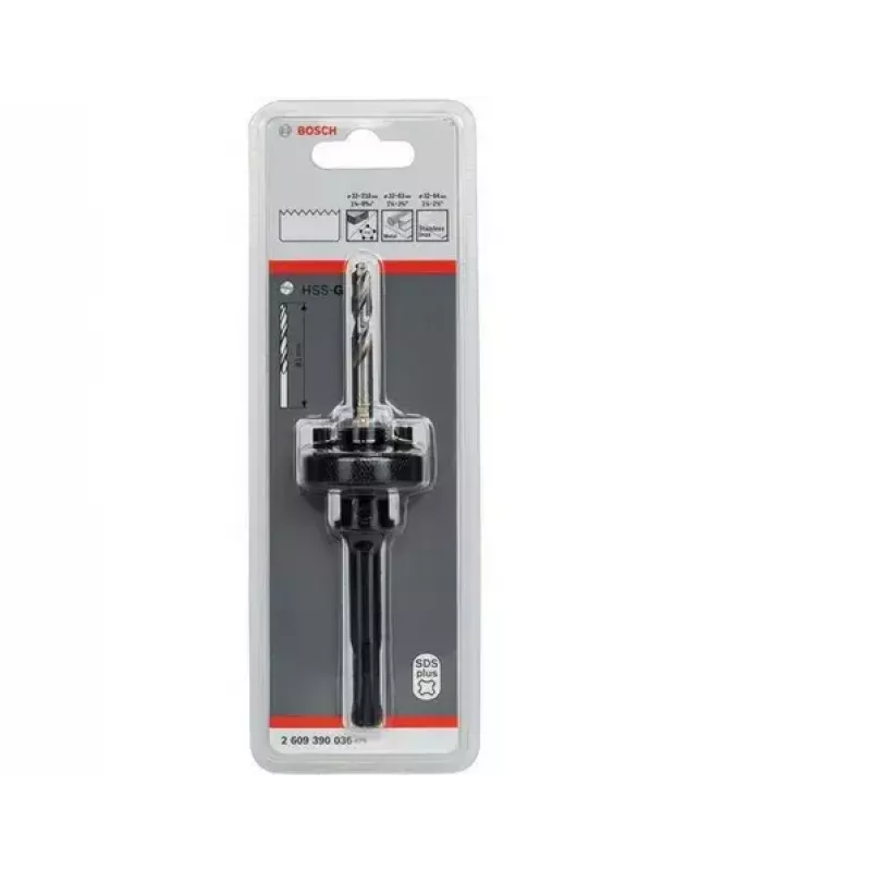 Adaptador de broca de copo Bosch 2609390036 encaixe SDS-plus preto HSS-G