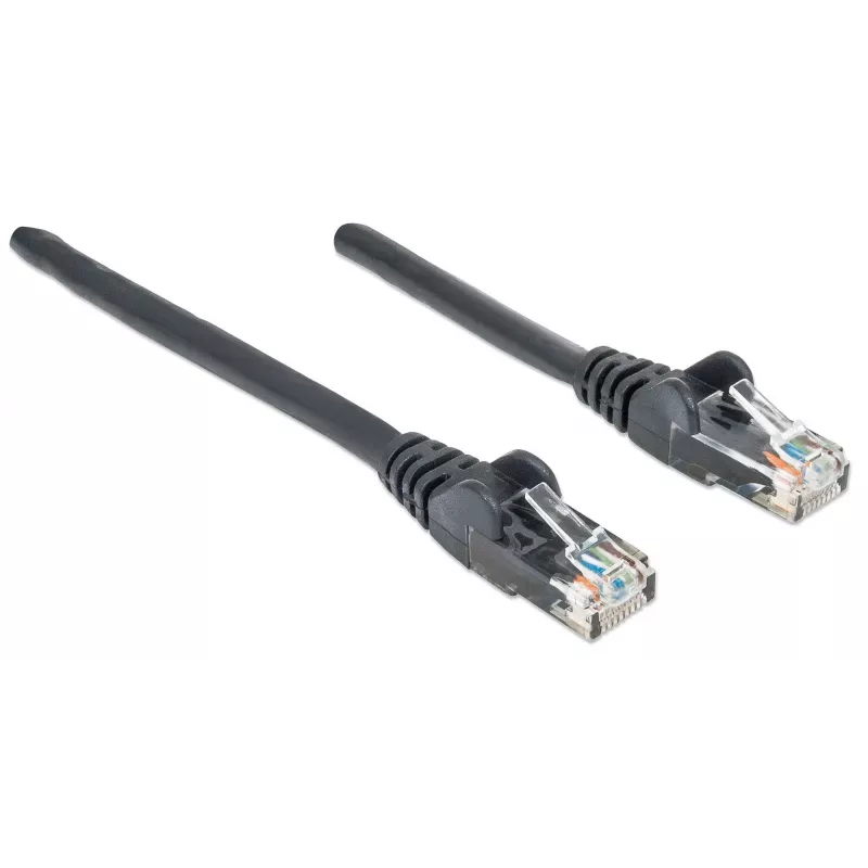 Cabo de rede Intellinet, Cat6, 20 m, preto, CCA, U/UTP, PVC, RJ45, contactos dourados, snagless, com alívio de tensão, garantia vitalícia