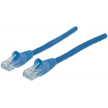 Cabo de rede Intellinet, Cat6, 20 m, azul, CCA, U/UTP, PVC, RJ45, contactos dourados, sem patilhas, bainha anti-dobra, garantia vitalícia