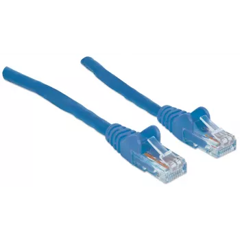Cabo de rede Intellinet, Cat6, 20 m, azul, CCA, U/UTP, PVC, RJ45, contactos dourados, sem patilhas, bainha anti-dobra, garantia vitalícia