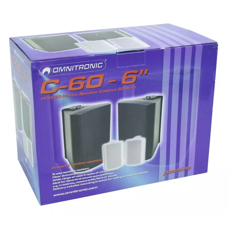 Altifalante de 2 vias Omnitronic 11036718 preto com fios 50 W