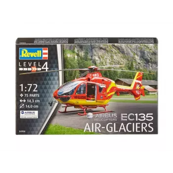 Modelo de rotorcraft REVELL EC135 Air-Glaciers kit, escala 1:72, comprimento 143 mm, Ø do rotor 140 mm