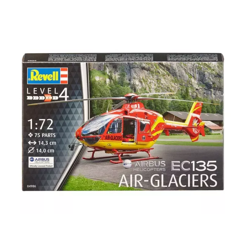 Revell 04986 Airbus Helicopters EC135 Air-Glaciers kit de montagem de aeronave de asa rotativa, 1:72, plástico