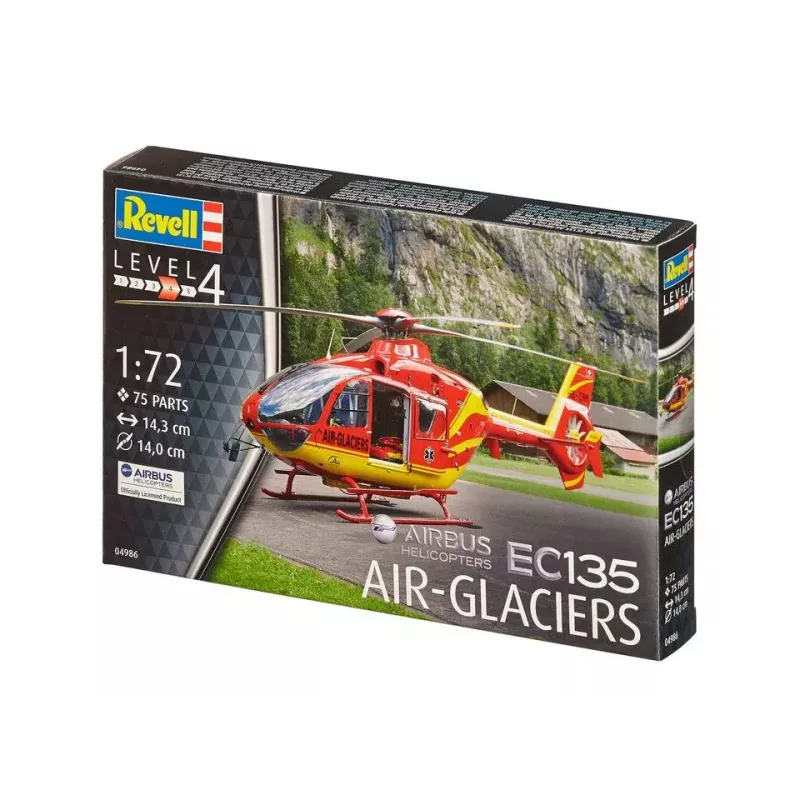 Revell 04986 Airbus Helicopters EC135 Air-Glaciers kit de montagem de aeronave de asa rotativa, 1:72, plástico