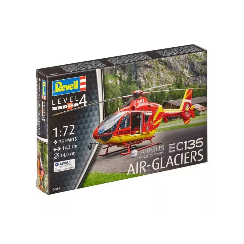 Revell 04986 Airbus Helicopters EC135 Air-Glaciers kit de montagem de aeronave de asa rotativa, 1:72, plástico
