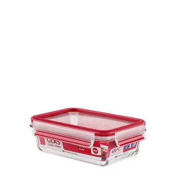 Caixa retangular de vidro EMSA Clip & Close 0,7 L vermelho, transparente 1 unid.